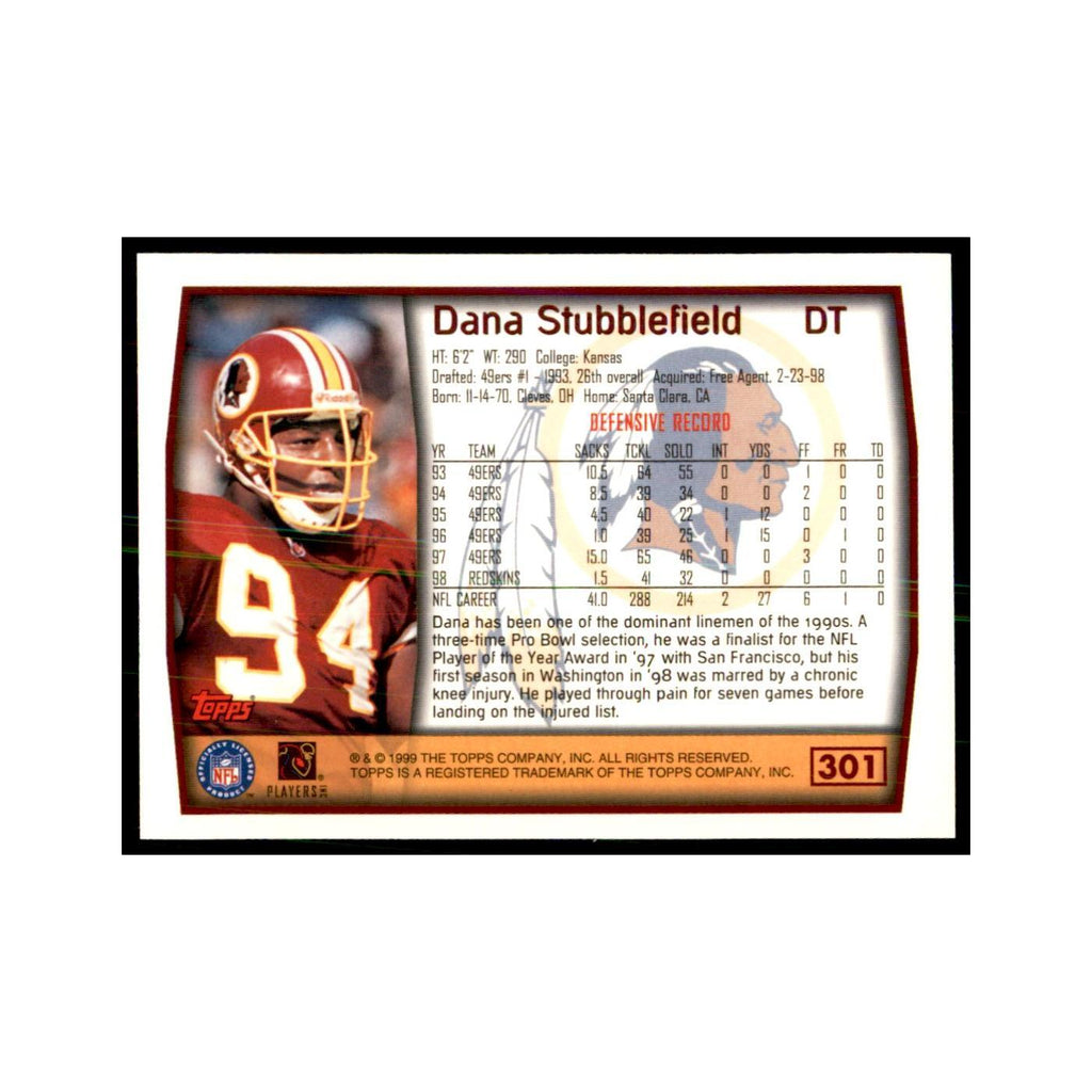 Dana Stubblefield 1999 Topps #301 Football Cards Football Card NM