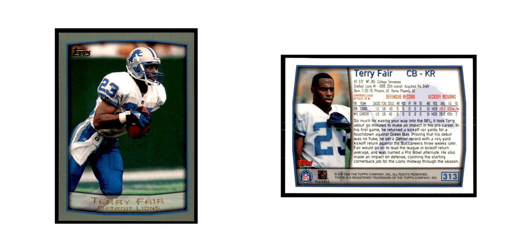 Terry Fair 1999 Topps #313 Football Cards Football Card NM