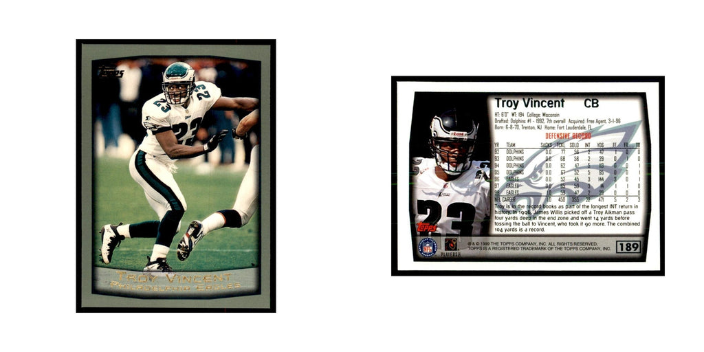 Troy Vincent 1999 Topps #189 Football Cards Football Card NM