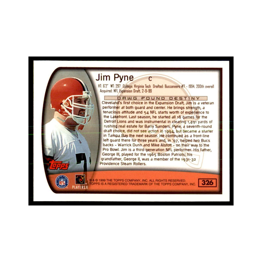 Jim Pyne 1999 Topps #326 Football Cards Football Card NM
