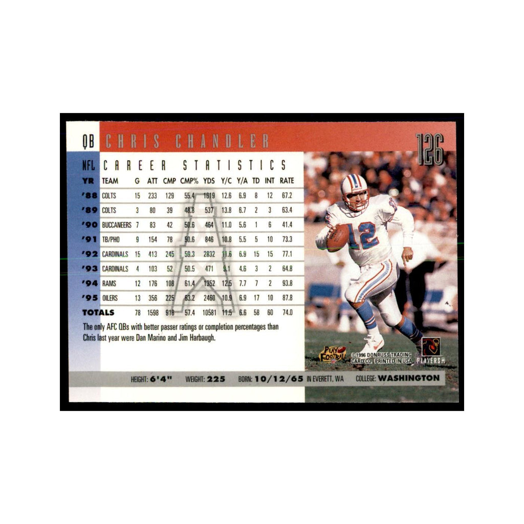 Chris Chandler 1996 Donruss #126 Football Cards Football Card NM