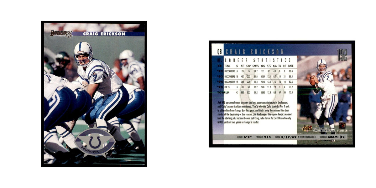 Craig Erickson 1996 Donruss #192 Football Cards Football Card NM