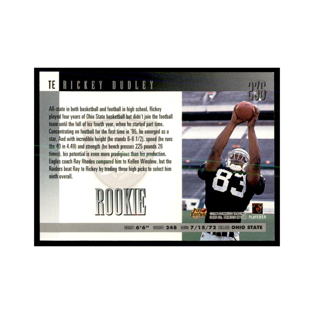 Rickey Dudley Rookie 1996 Donruss #236 Football Cards Football Card NM