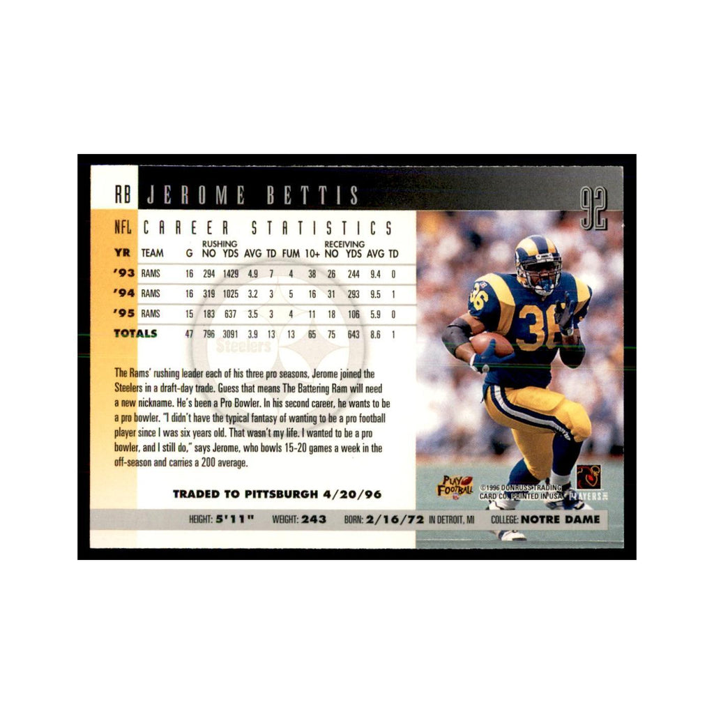 Jerome Bettis 1996 Donruss #92 Football Cards Football Card NM