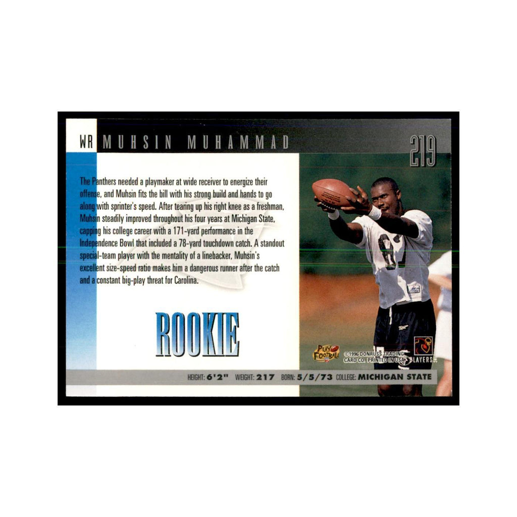 Muhsin Muhammad Rookie 1996 Donruss #219 Football Cards Football Card NM