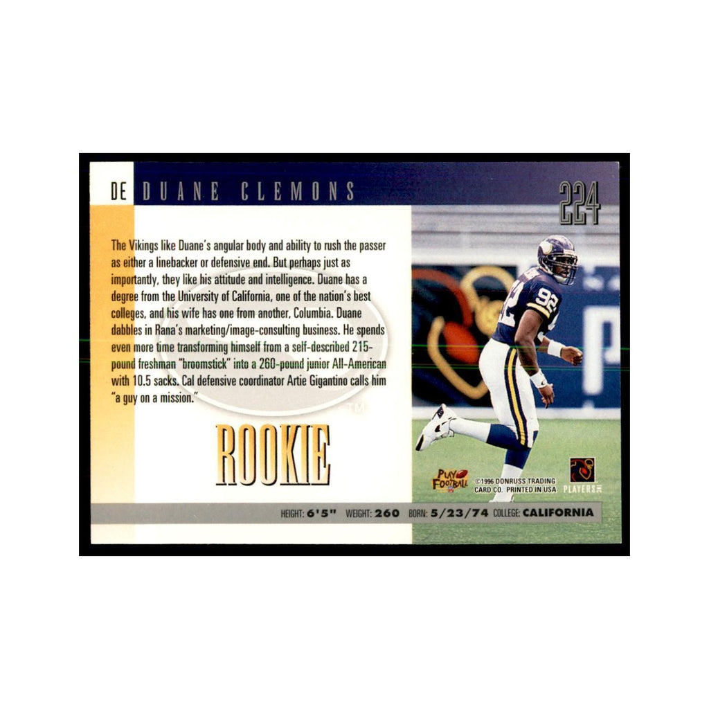 Duane Clemons Rookie 1996 Donruss #224 Football Cards Football Card NM