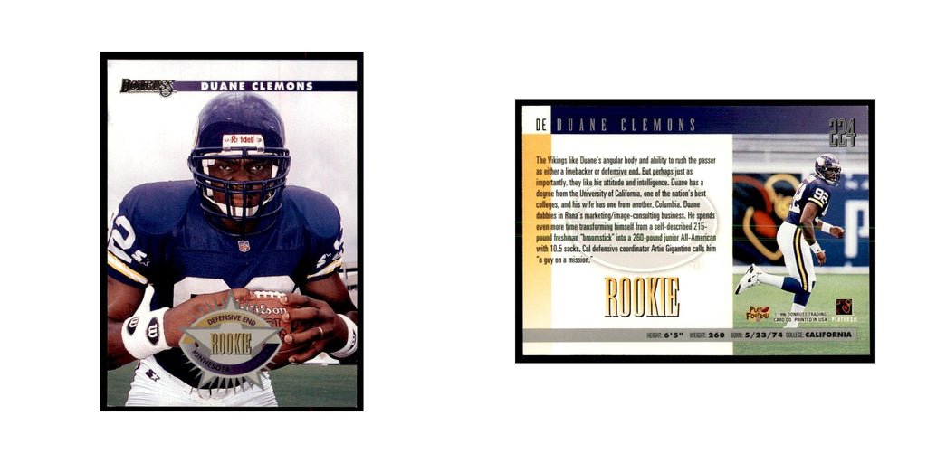 Duane Clemons Rookie 1996 Donruss #224 Football Cards Football Card NM