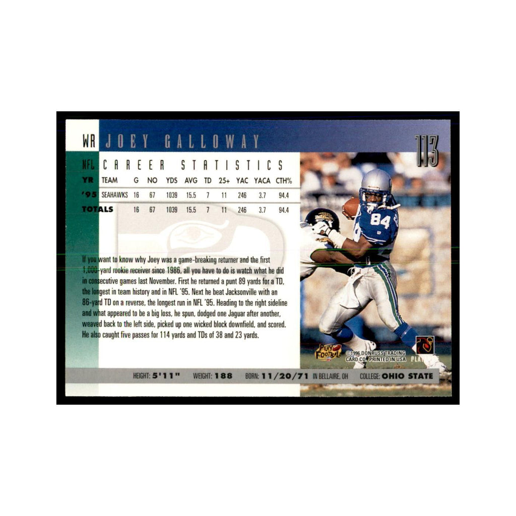 Joey Galloway 1996 Donruss #113 Football Cards Football Card NM