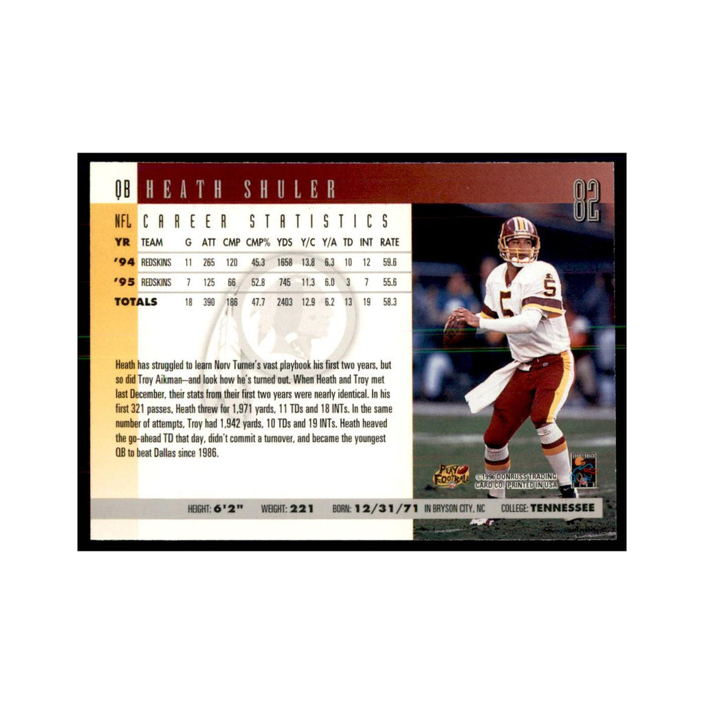 Heath Shuler 1996 Donruss #82 Football Cards Football Card NM