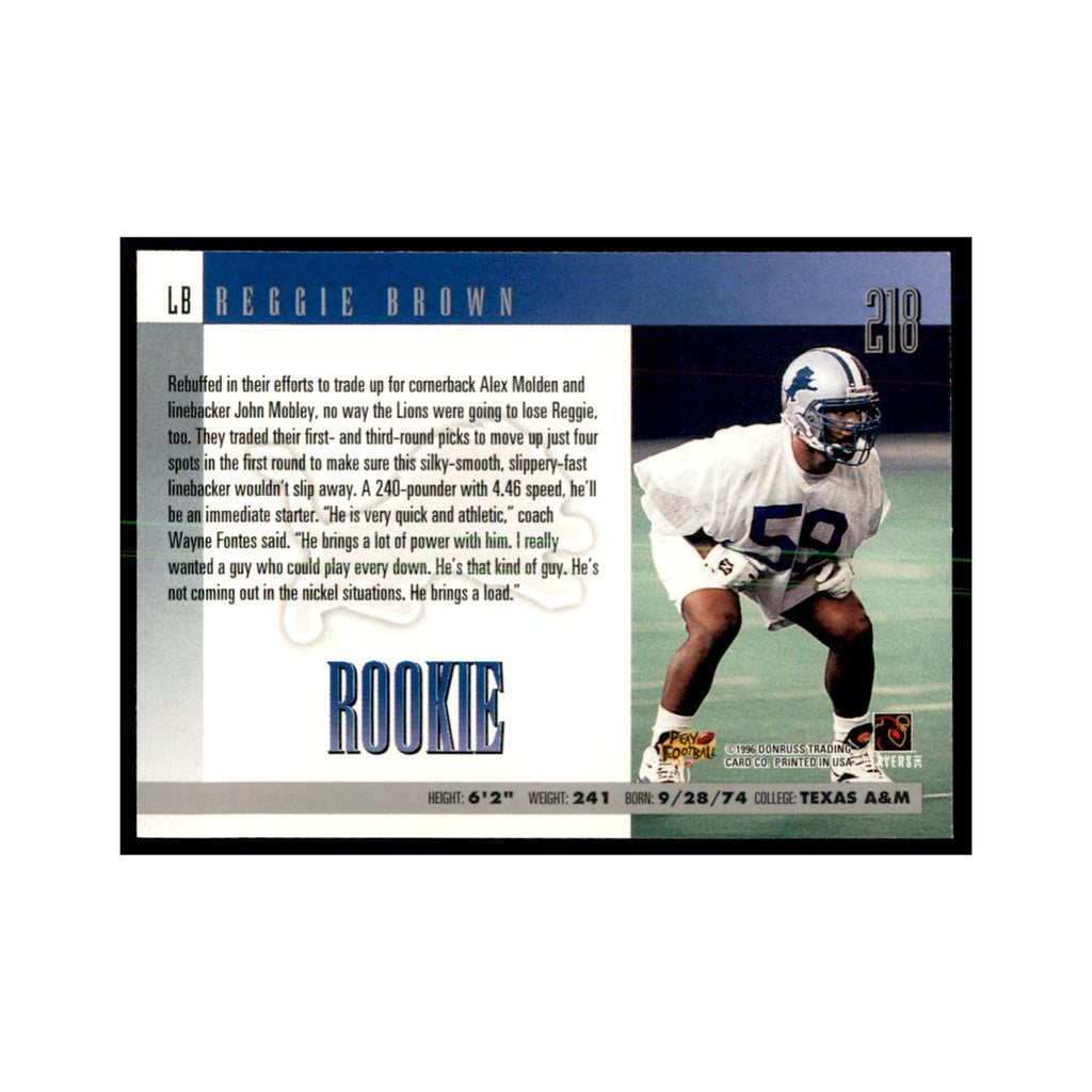Reggie Brown Rookie 1996 Donruss #218 Football Cards Football Card NM