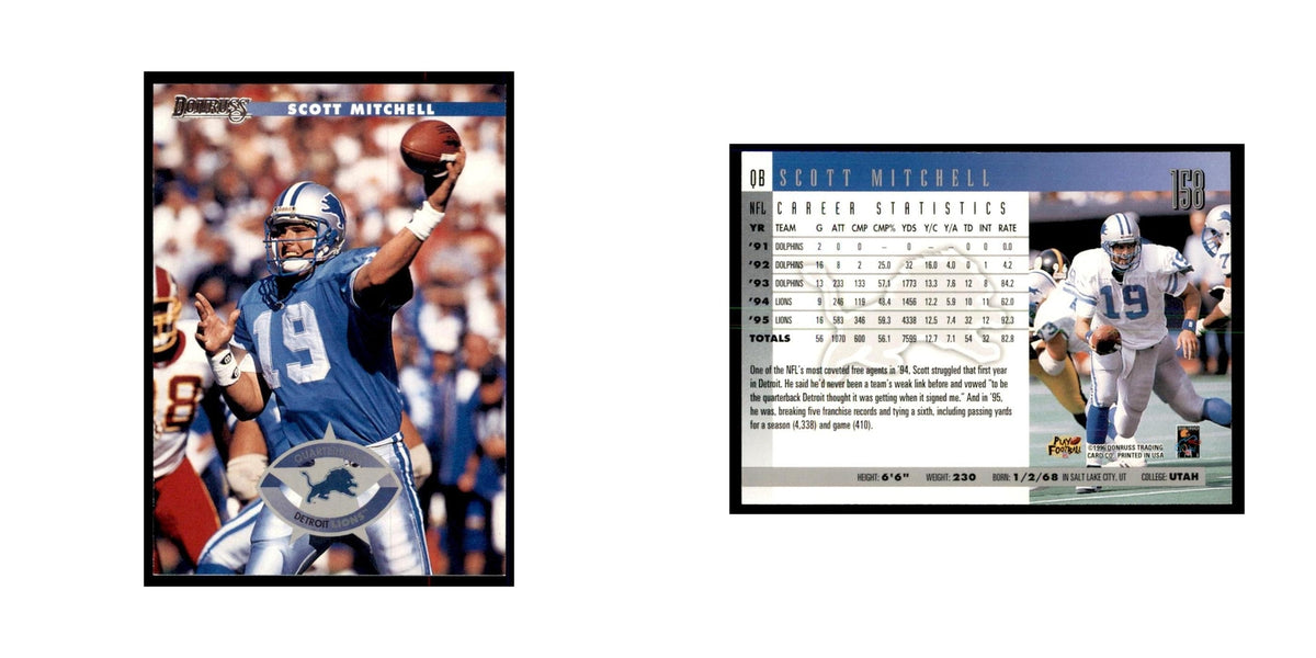 Scott Mitchell 1996 Donruss #158 Football Cards Football Card NM