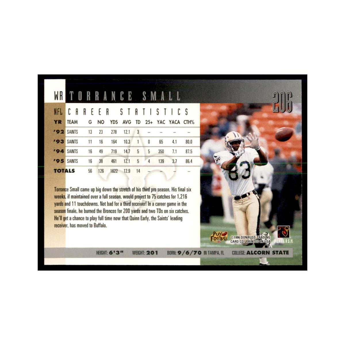 Torrance Small 1996 Donruss #206 Football Cards Football Card NM