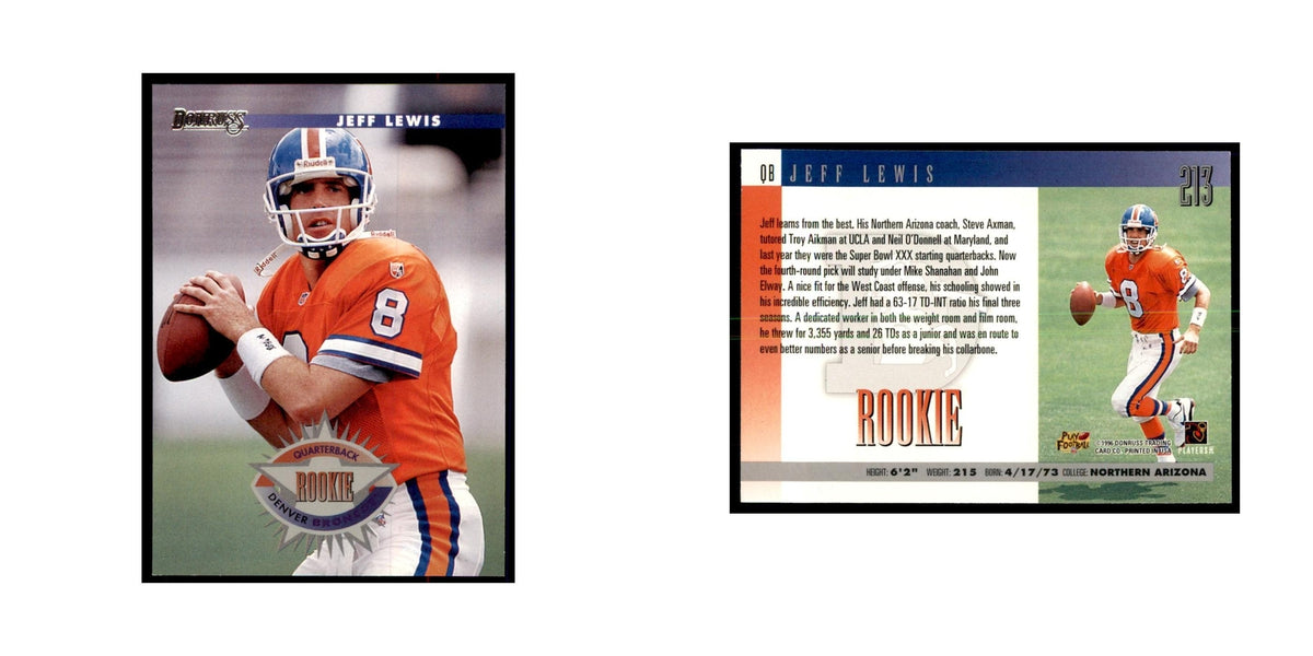 Jeff Lewis Rookie 1996 Donruss #213 Football Cards Football Card NM