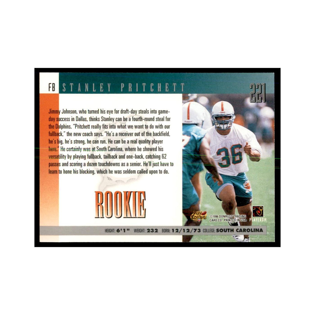 Stanley Pritchett Rookie 1996 Donruss #221 Football Cards Football Card NM