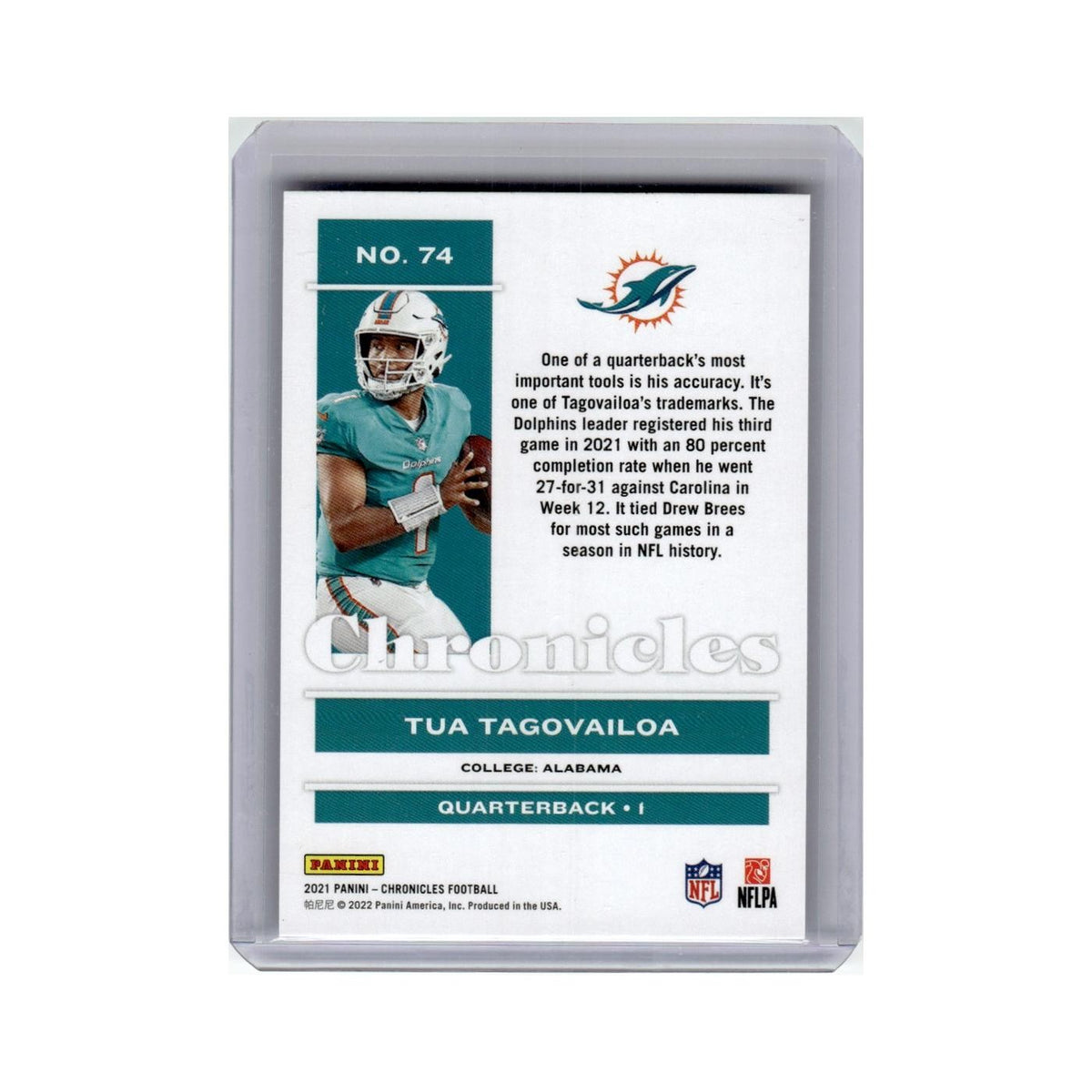 Tua Tagovailoa 2021 Panini Chronicles #74 Miami Dolphins Football Card NM