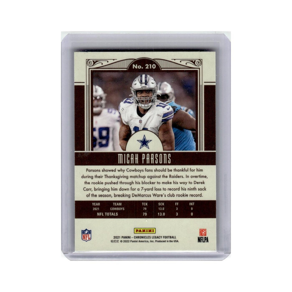 Micah Parsons Rookie 2021 Panini Chronicles Legacy #210 Dallas Cowboys NM