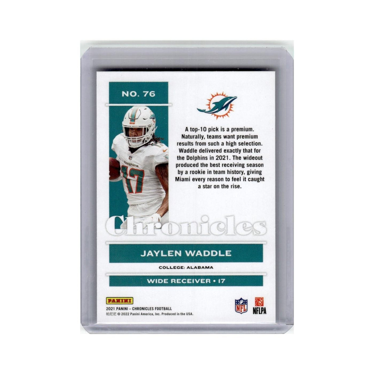 Jaylen Waddle Rookie 2021 Panini Chronicles #76 Miami Dolphins Football Card NM