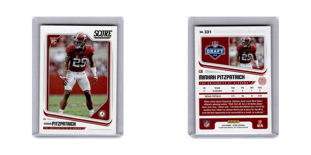 Minkah Fitzpatrick Rookie 2018 Score #331 Alabama Crimson Tide Football Card NM