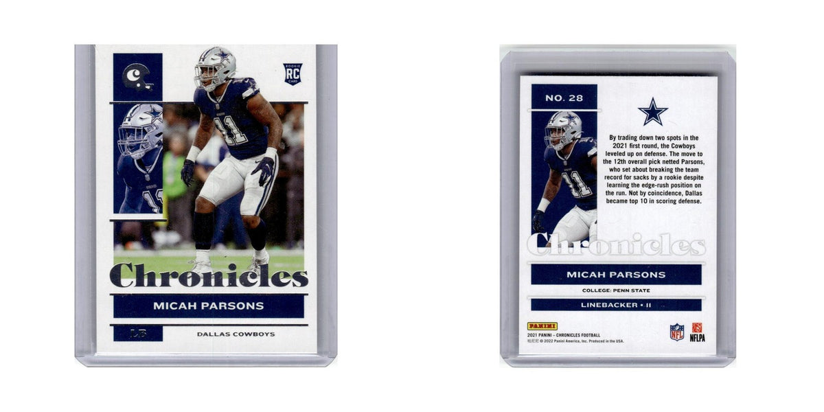 Micah Parsons Rookie 2021 Panini Chronicles #28 Dallas Cowboys Football Card NM