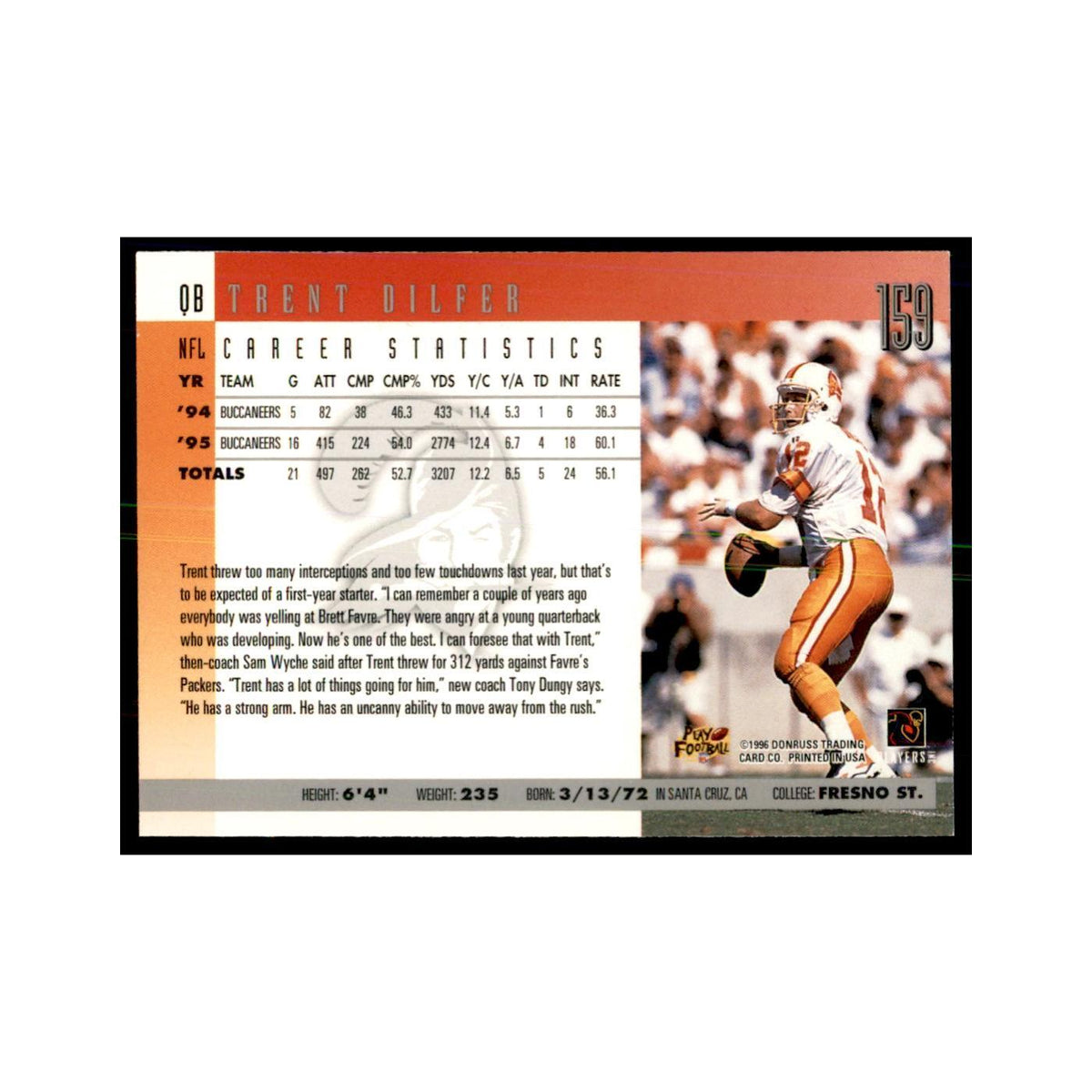Trent Dilfer 1996 Donruss #159 Football Cards Football Card NM