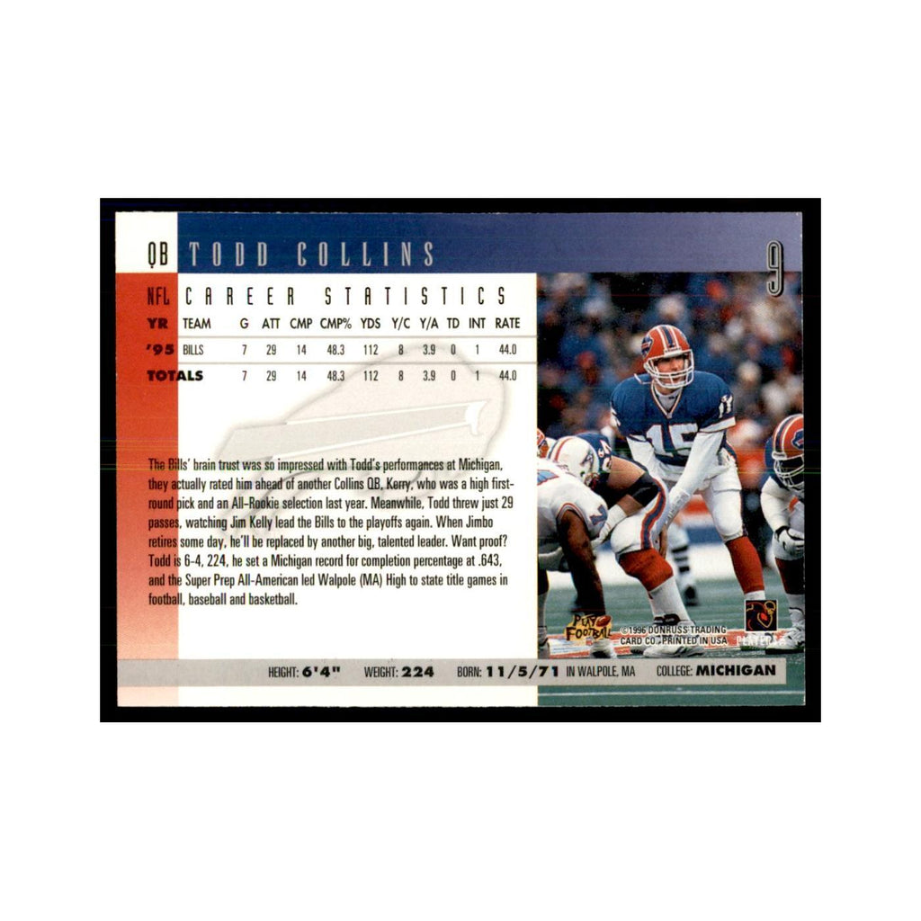 Todd Collins 1996 Donruss #9 Football Cards Football Card NM