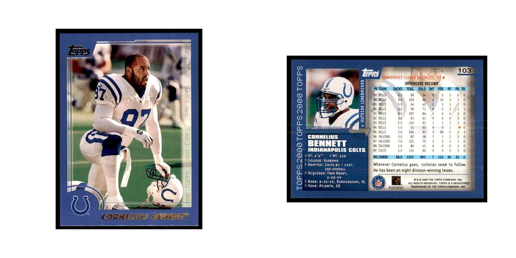 Cornelius Bennett 2000 Topps #103 Football Cards Football Card NM