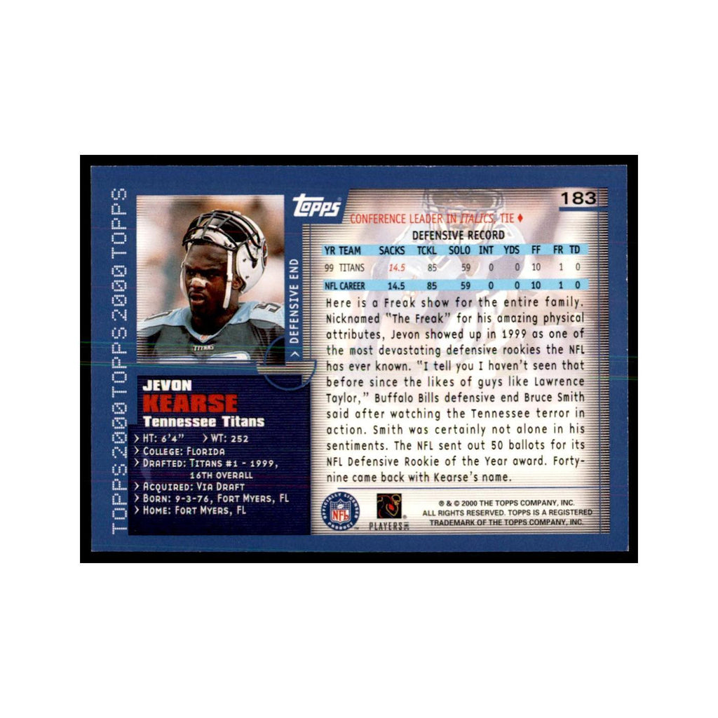 Jevon Kearse 2000 Topps #183 Football Cards Football Card NM