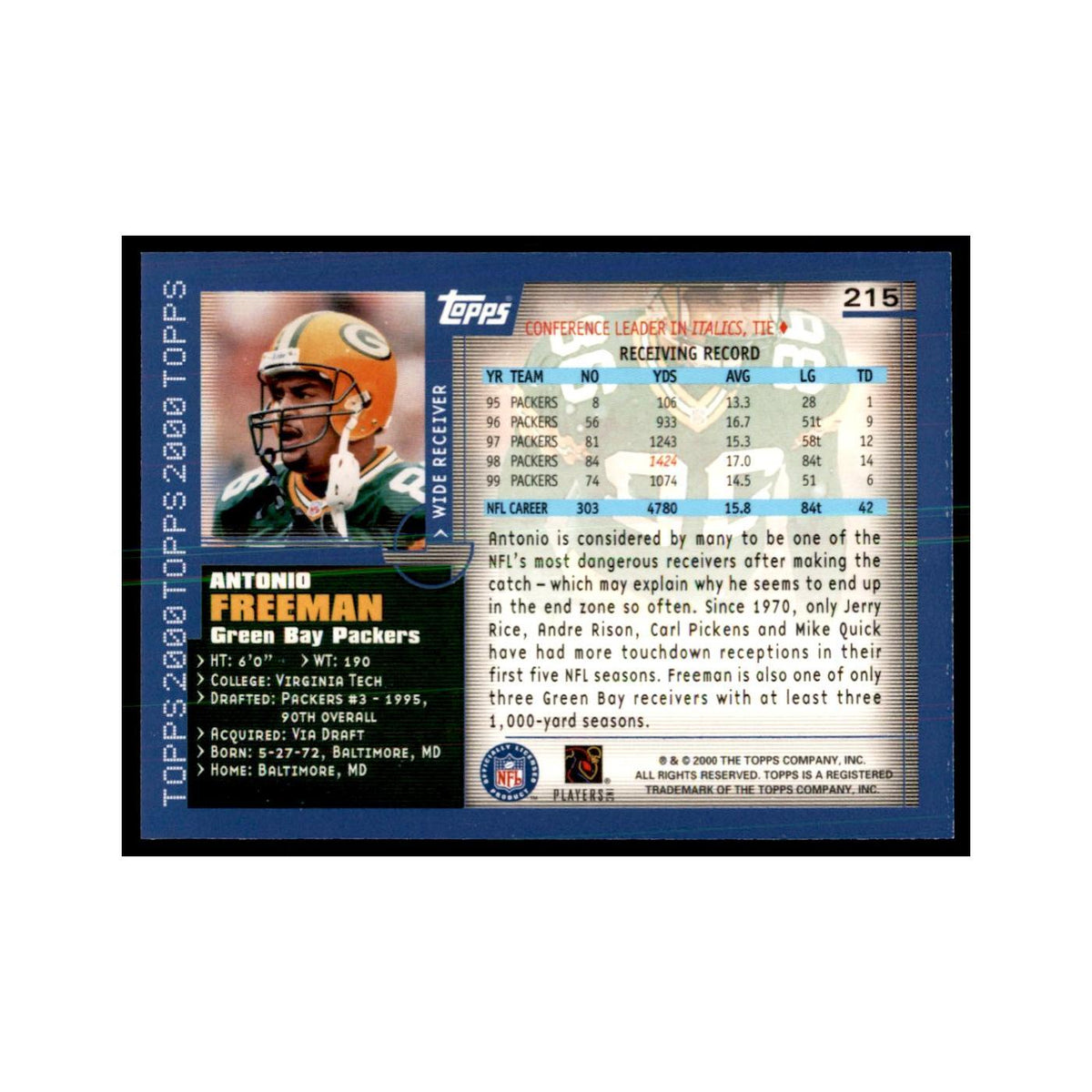 Antonio Freeman 2000 Topps #215 Football Cards Football Card NM