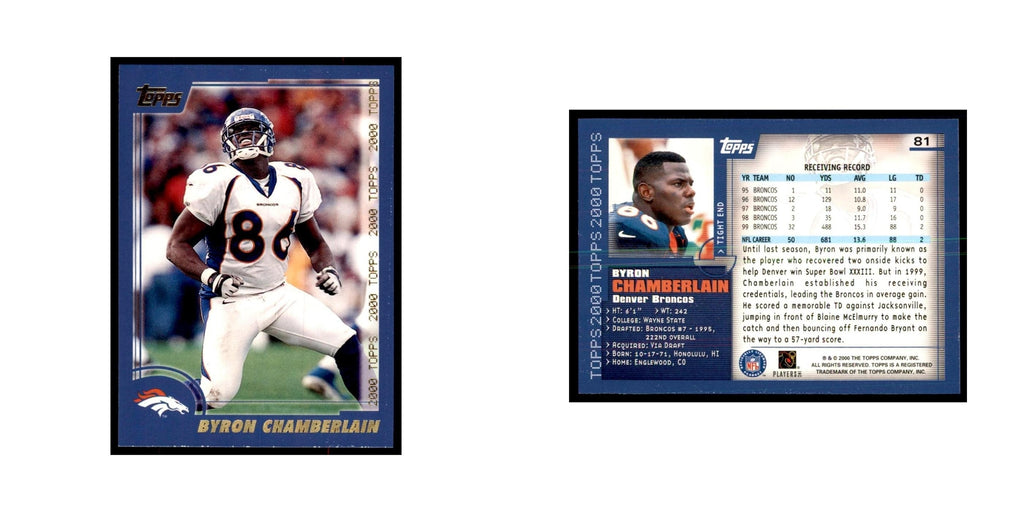 Byron Chamberlain 2000 Topps #81 Football Cards Football Card NM