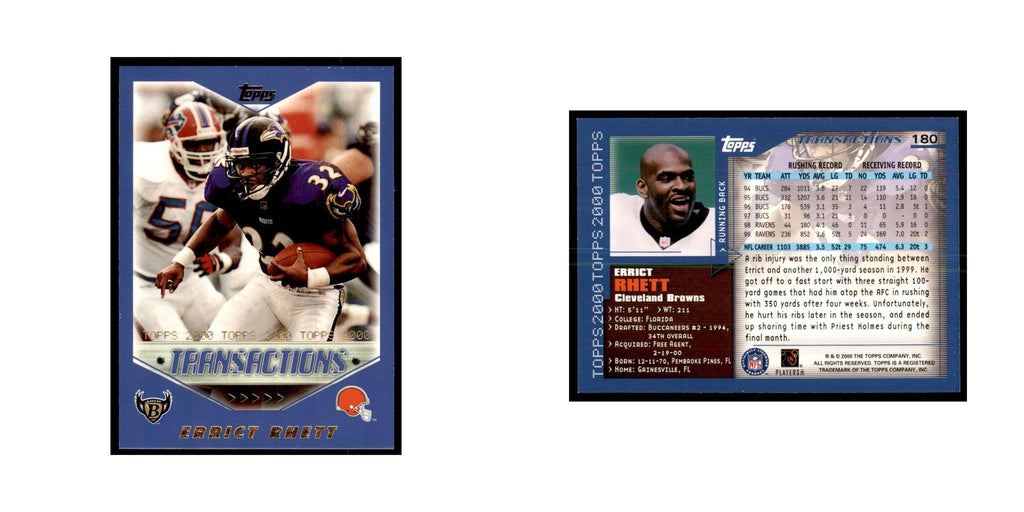 Errict Rhett 2000 Topps #180 Football Cards Football Card NM