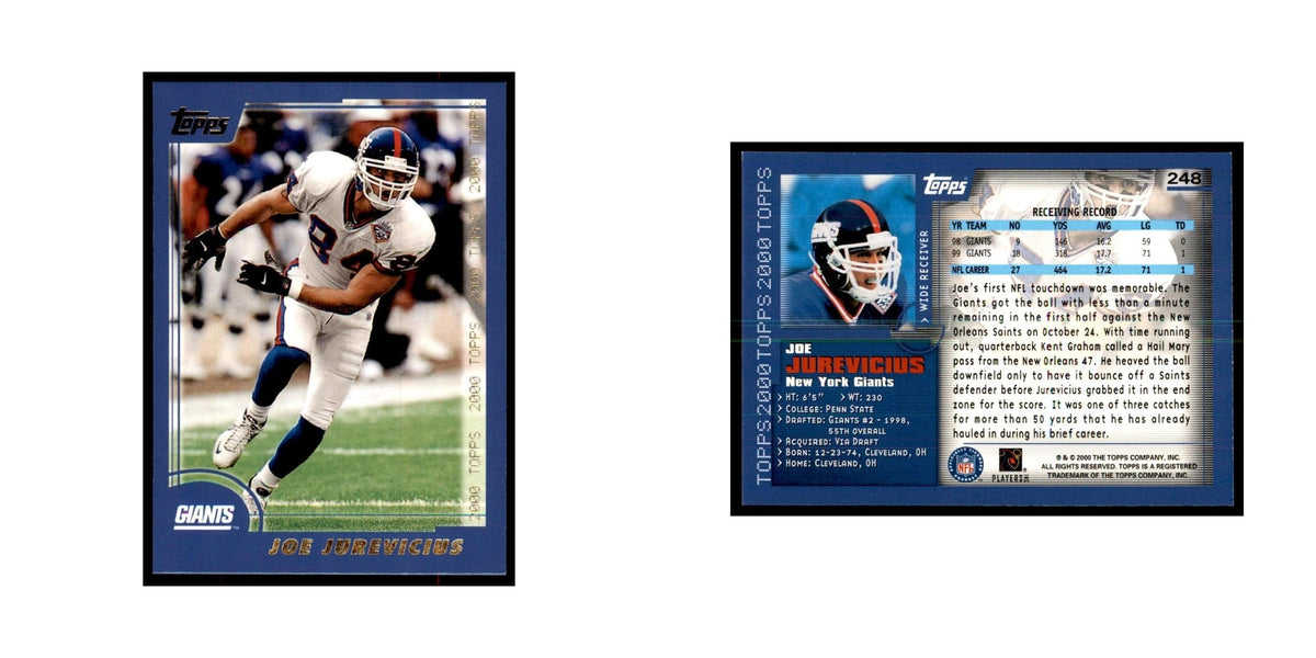 Joe Jurevicius 2000 Topps #248 Football Cards Football Card NM