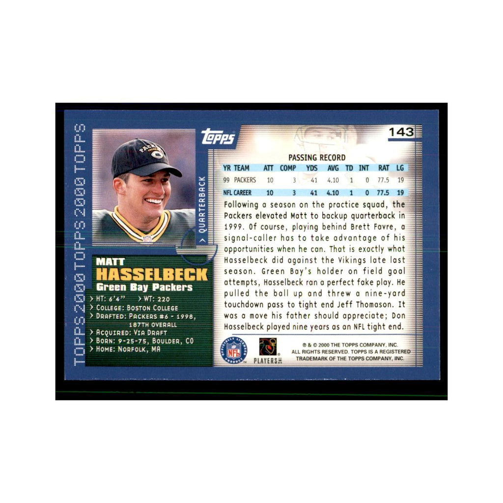 Matt Hasselbeck 2000 Topps #143 Football Cards Football Card NM