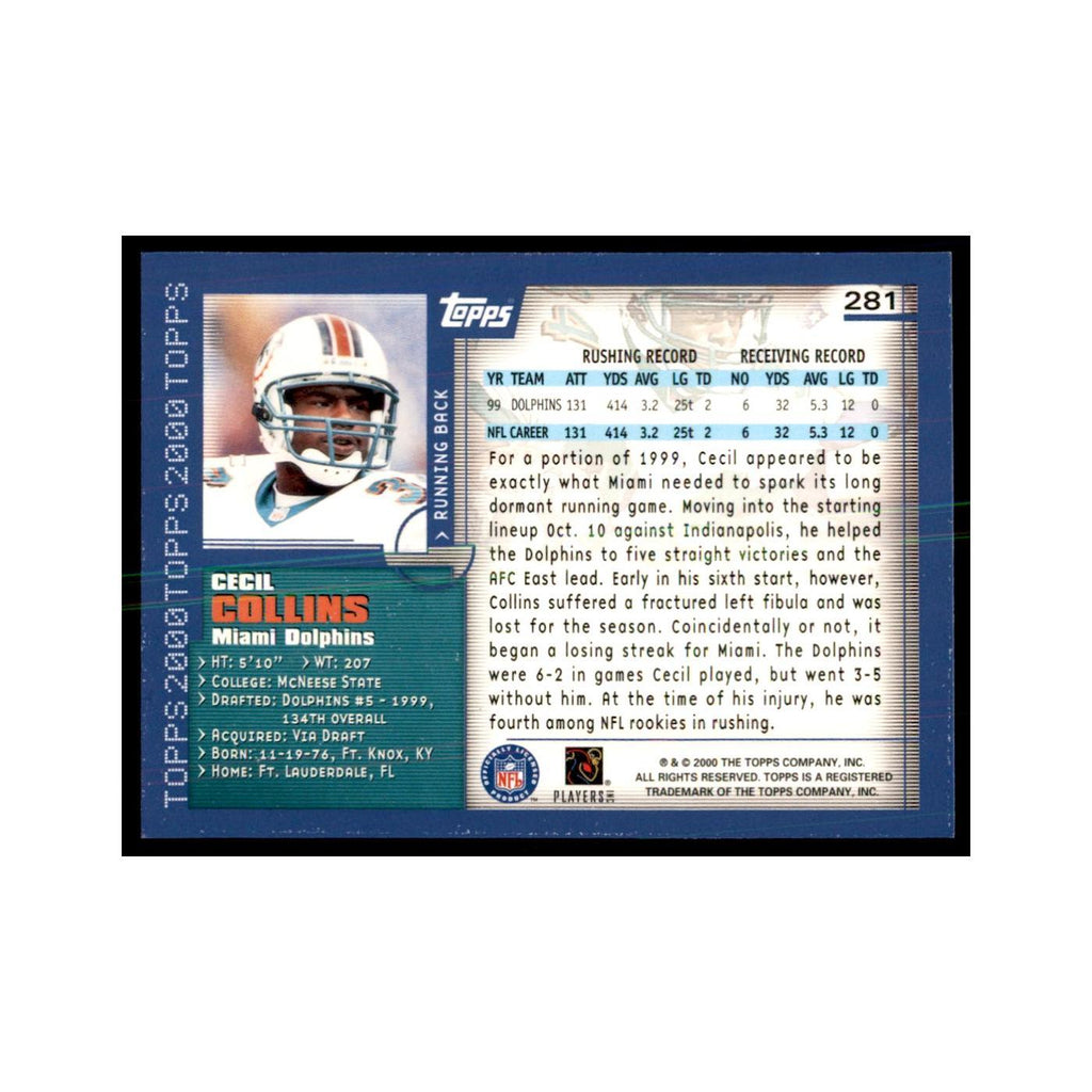 Cecil Collins 2000 Topps #281 Football Cards Football Card NM