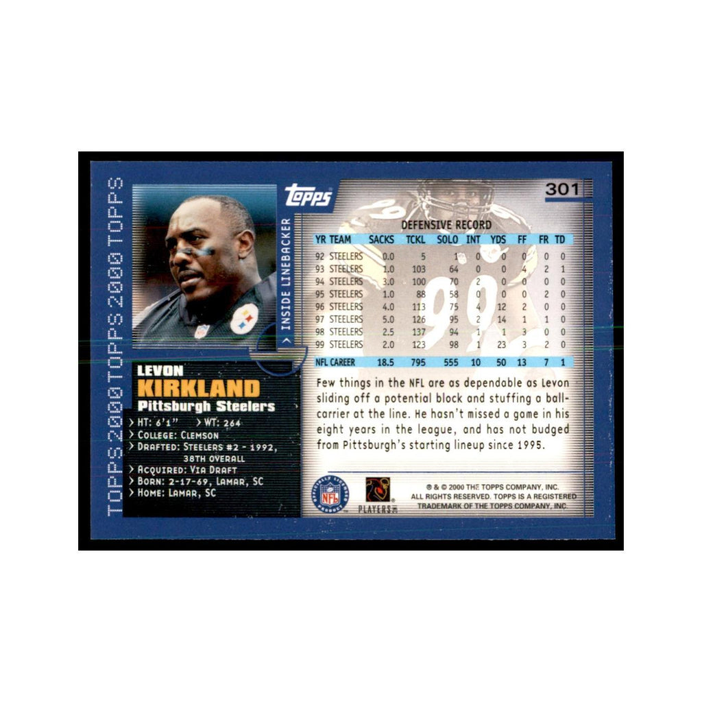 Levon Kirkland 2000 Topps #301 Football Cards Football Card NM
