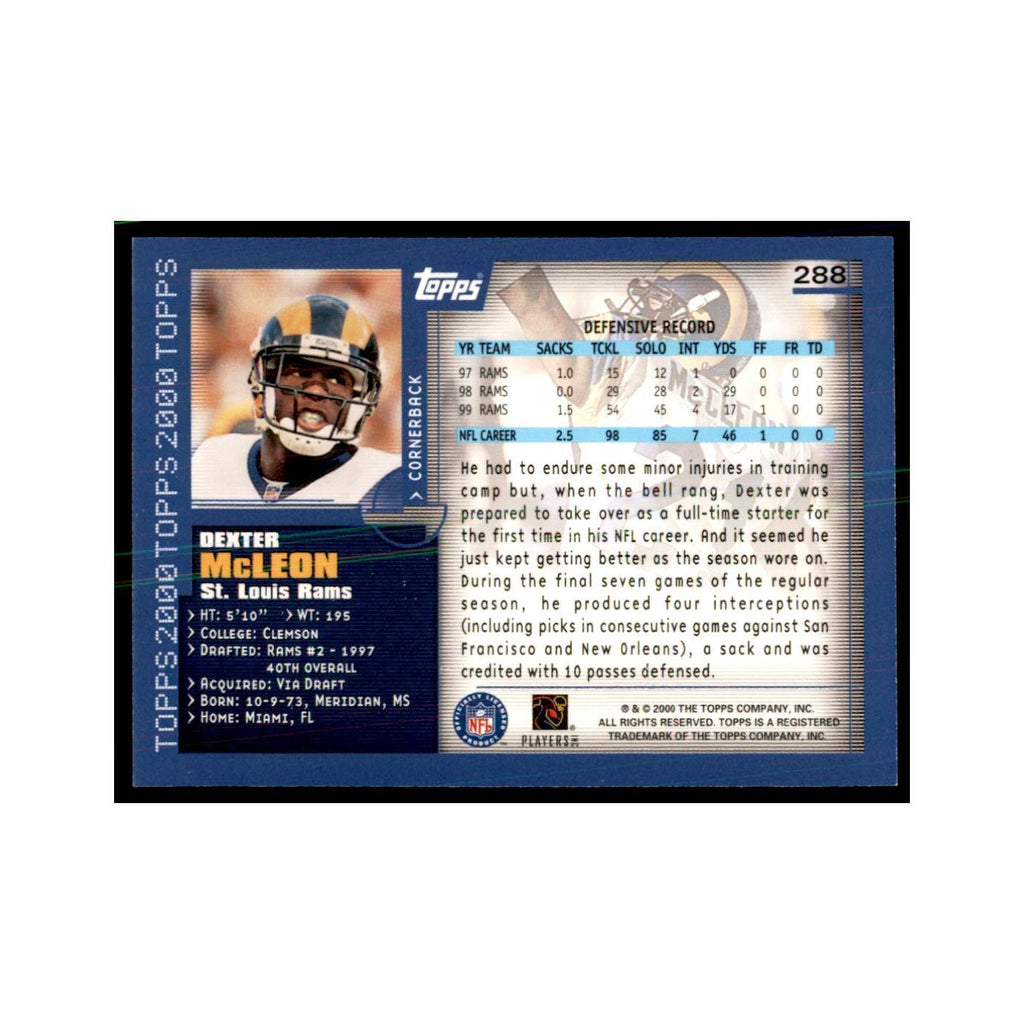 Dexter McCleon 2000 Topps #288 Football Cards Football Card NM