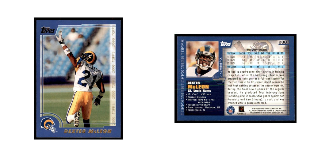 Dexter McCleon 2000 Topps #288 Football Cards Football Card NM