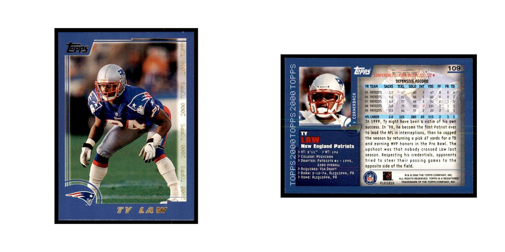 Ty Law 2000 Topps #109 Football Cards Football Card NM