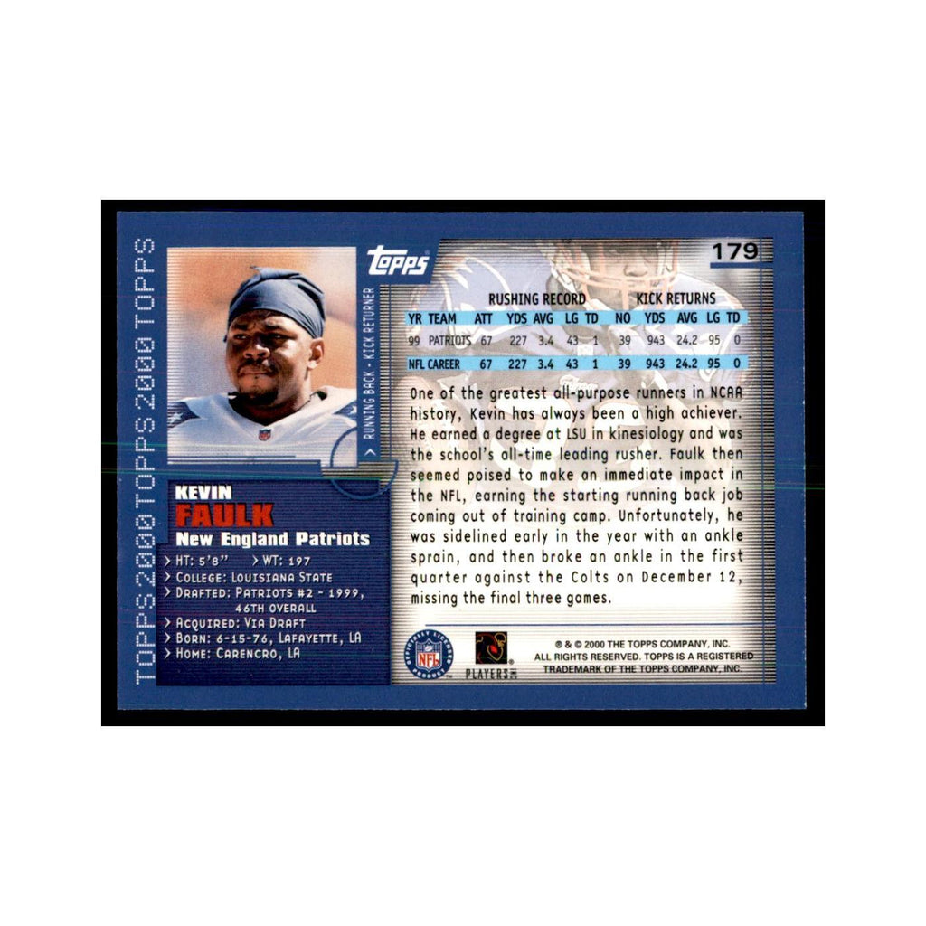 Kevin Faulk 2000 Topps #179 Football Cards Football Card NM