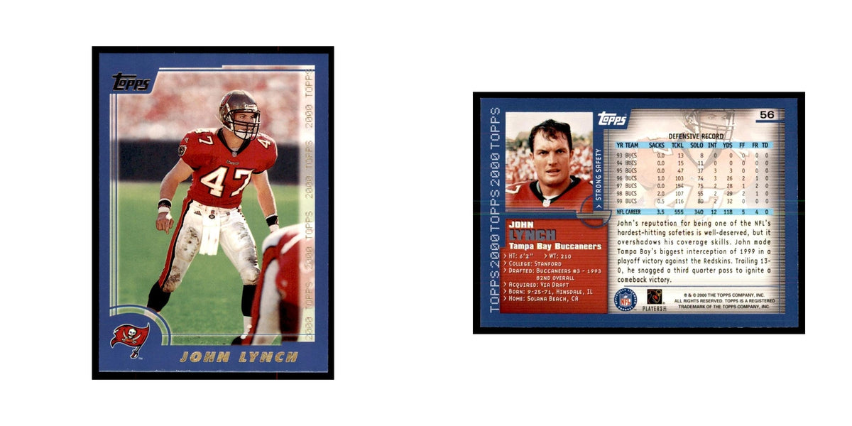 John Lynch 2000 Topps #56 Football Cards Football Card NM