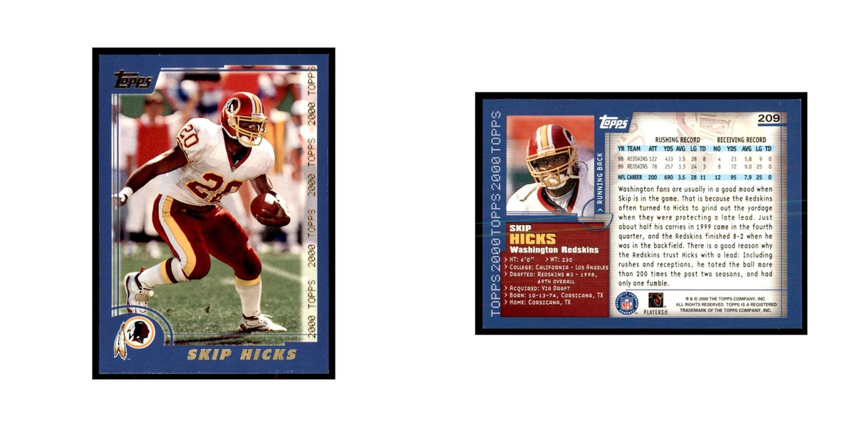 Skip Hicks 2000 Topps #209 Football Cards Football Card NM