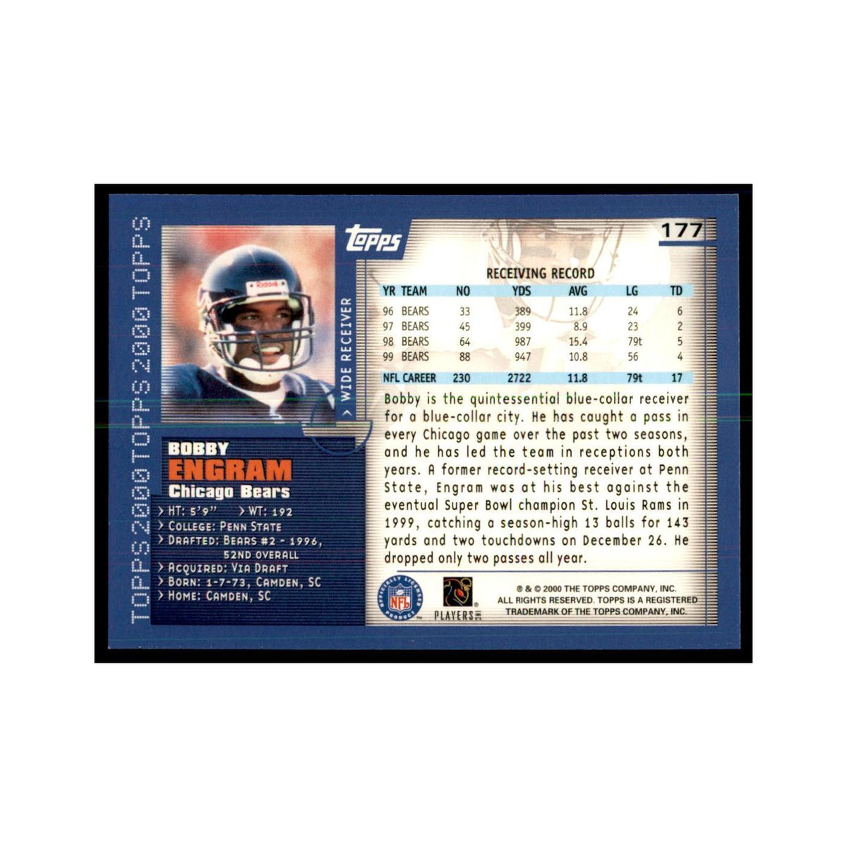 Bobby Engram 2000 Topps #177 Football Cards Football Card NM