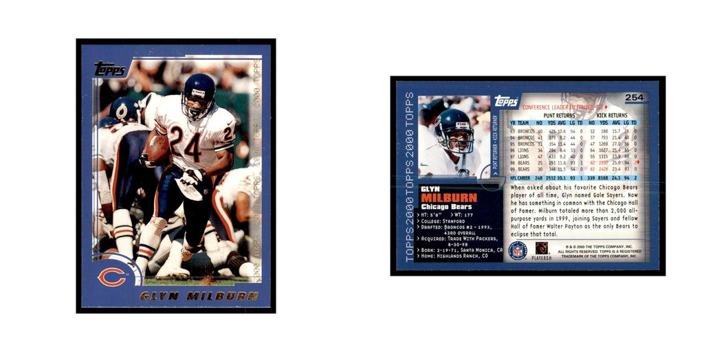 Glyn Milburn 2000 Topps #254 Football Cards Football Card NM
