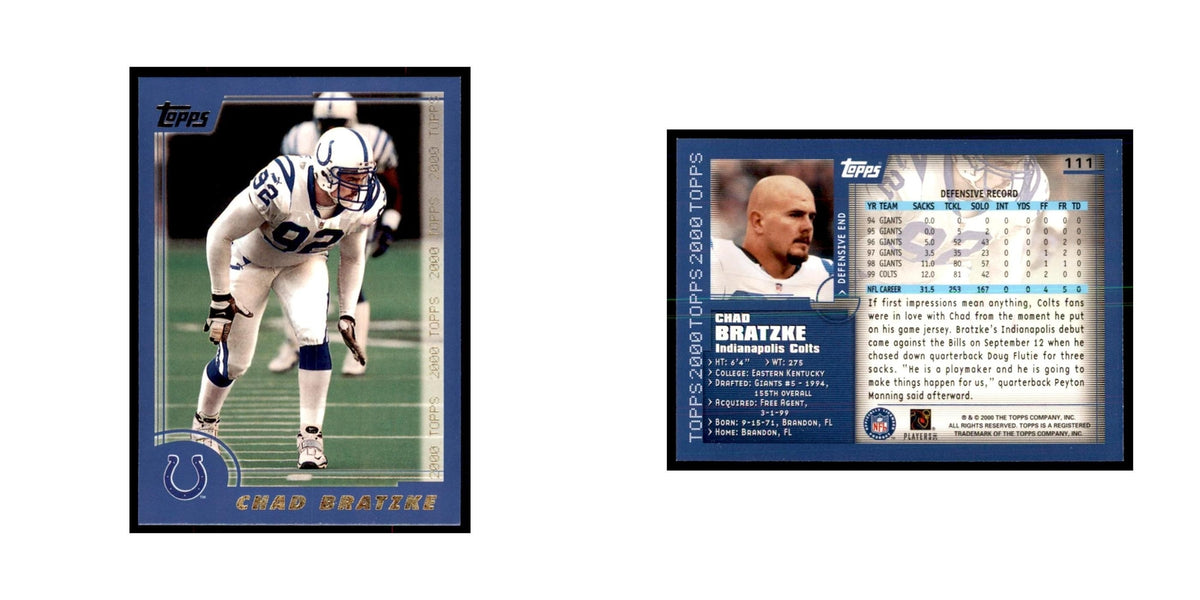 Chad Bratzke 2000 Topps #111 Football Cards Football Card NM