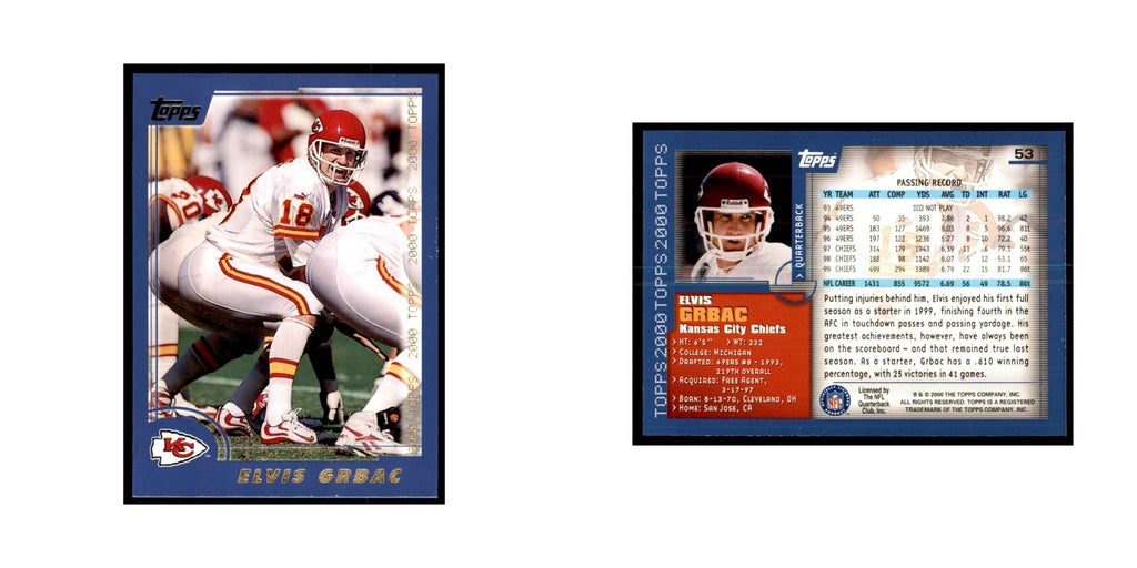 Elvis Grbac 2000 Topps #53 Football Cards Football Card NM