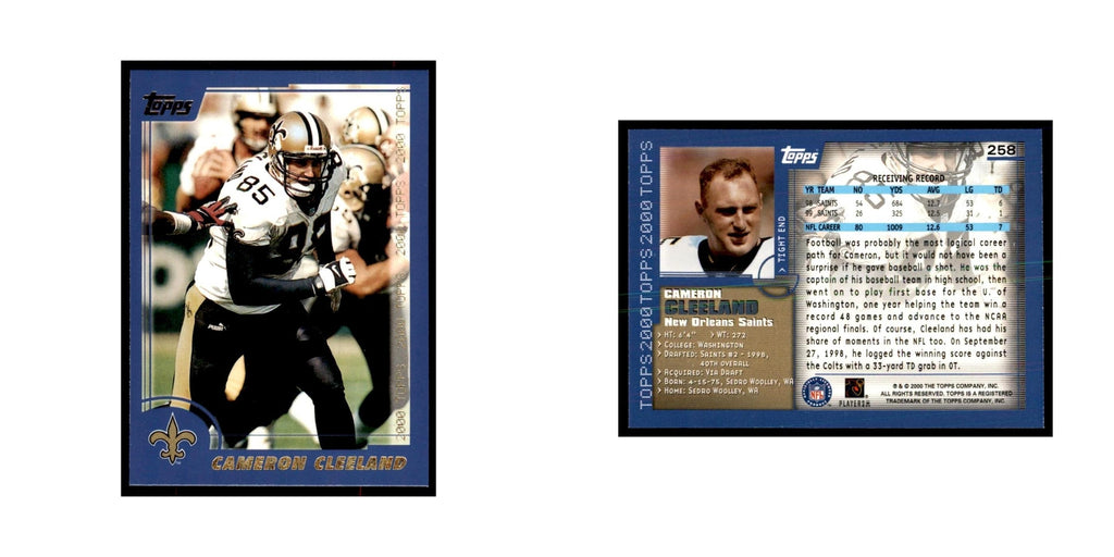 Cameron Cleeland 2000 Topps #258 Football Cards Football Card NM