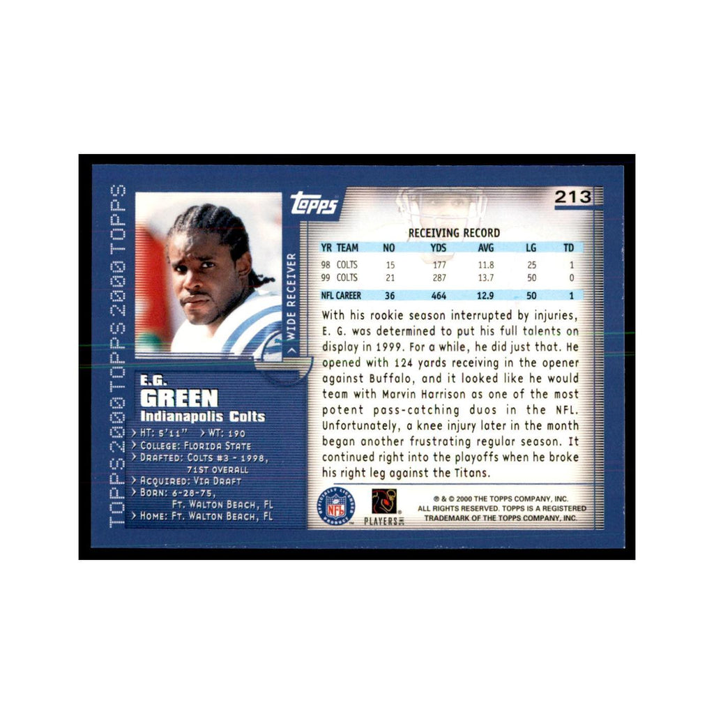 E.G. Green 2000 Topps #213 Football Cards Football Card NM