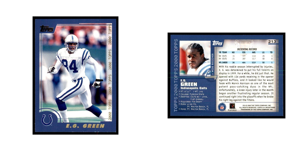 E.G. Green 2000 Topps #213 Football Cards Football Card NM