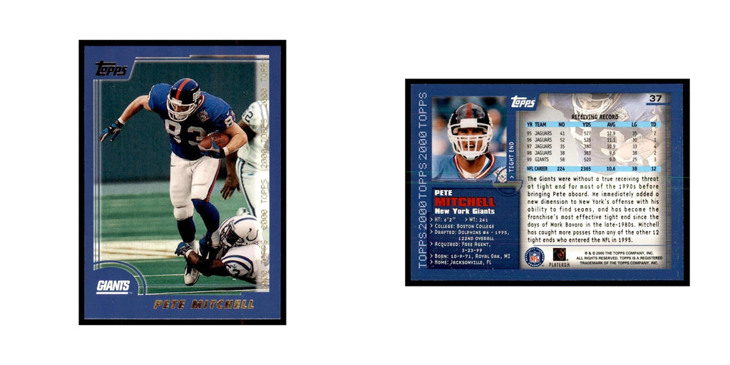Pete Mitchell 2000 Topps #37 Football Cards Football Card NM