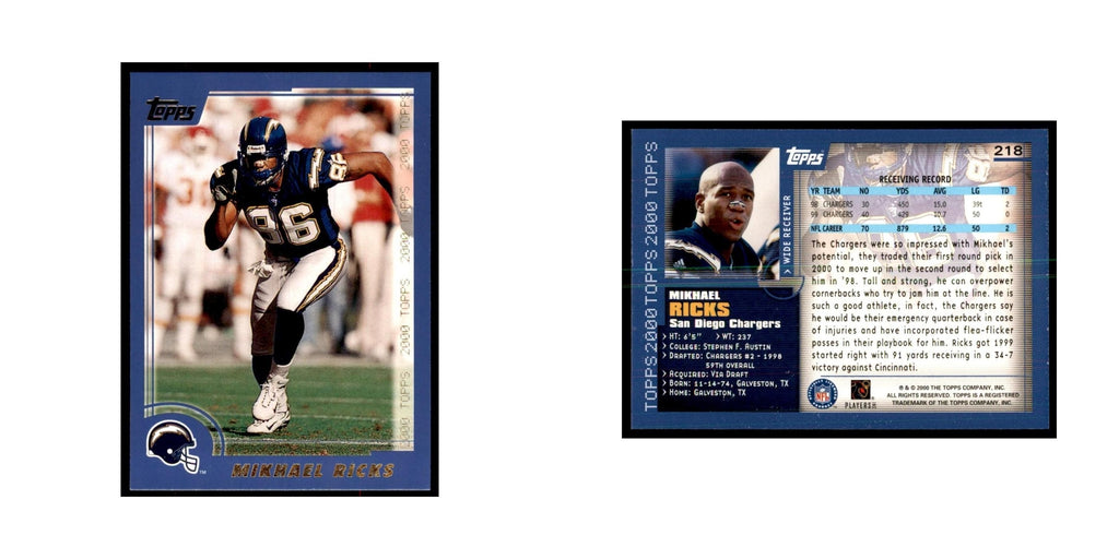 Mikhael Ricks 2000 Topps #218 Football Cards Football Card NM