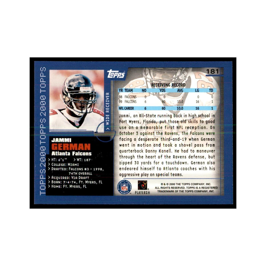 Jammi German 2000 Topps #181 Football Cards Football Card NM